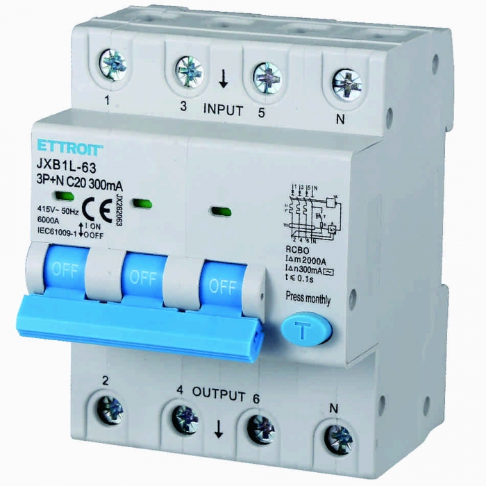 Magnetotermico Differenziale 3P+N 20A 300mA 380V-6KA