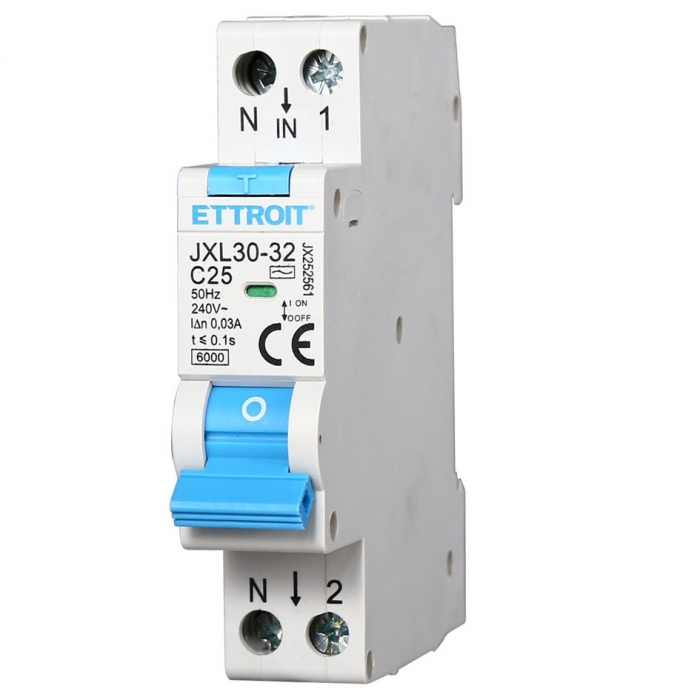Magnetotermico Differenziale 1P+N 25A 30mA 220V-6KA