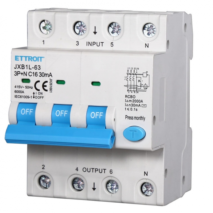 Magnetotermico Differenziale 3P+N 16A 30mA 380V-6KA