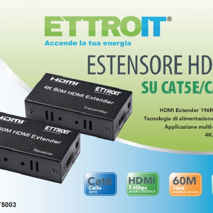 EXTENDER HDMI, 60MT UTP, 4K 60Hz, POE, Loop-Out
