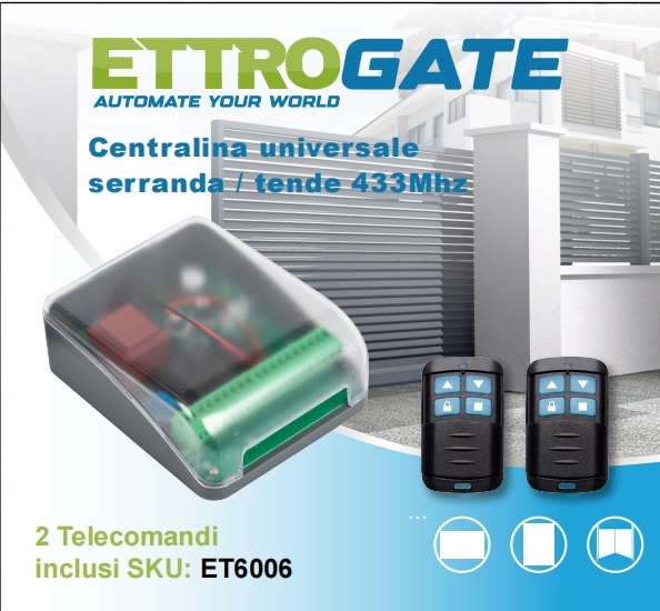 Controller ricevitore universale 433mhz DC 12-24V 2ch relè porta garage trasmettitore