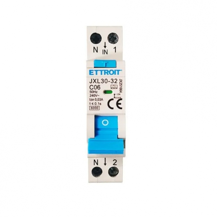 Magnetotermico Differenziale 1P+N 6A 30mA 220V-6KA CLASSE A
