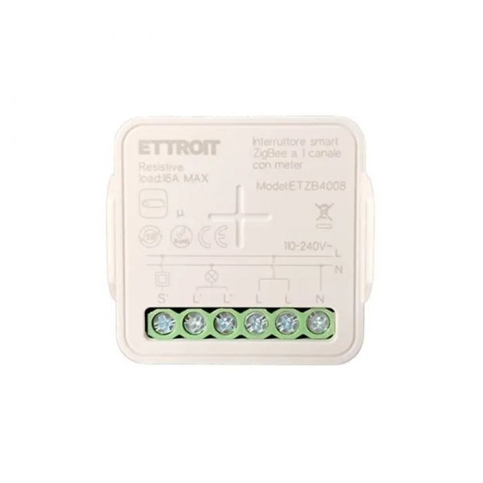 Micromodulo Interruttore Smart Zigbee 1 Canale con ENERGY Meter 16A da Incasso
