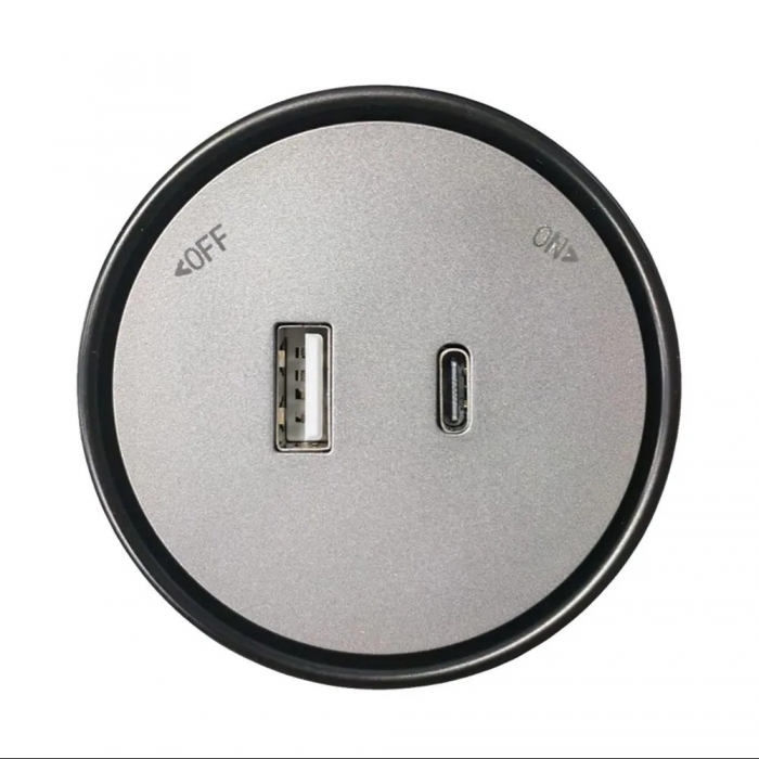 Presa USB A + USB C 12W plug&play a binario Grigio