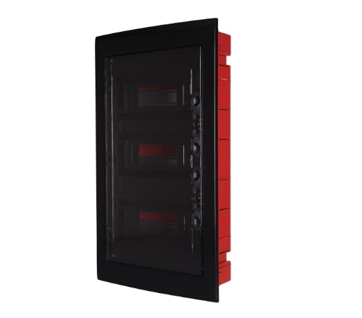 Centralino incasso 36M (12x3) IP40 / Nero - Portello trasparente Fumè