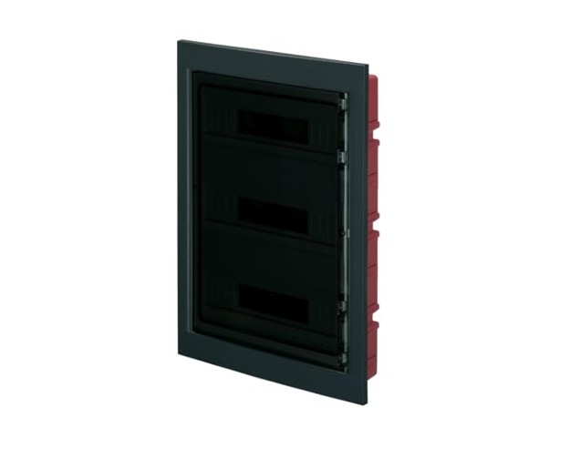 Centralino incasso 54M(18x3) IP40 / Nero - Portello trasparente Fumè