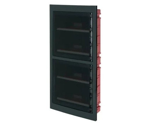 Centralino incasso 72M (18x4)IP40 / Nero - Portello trasparente Fumè