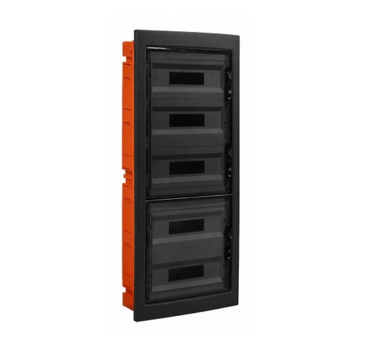 Centralino incasso 90M(18x5) IP40 / Nero - Portello trasparente Fumè