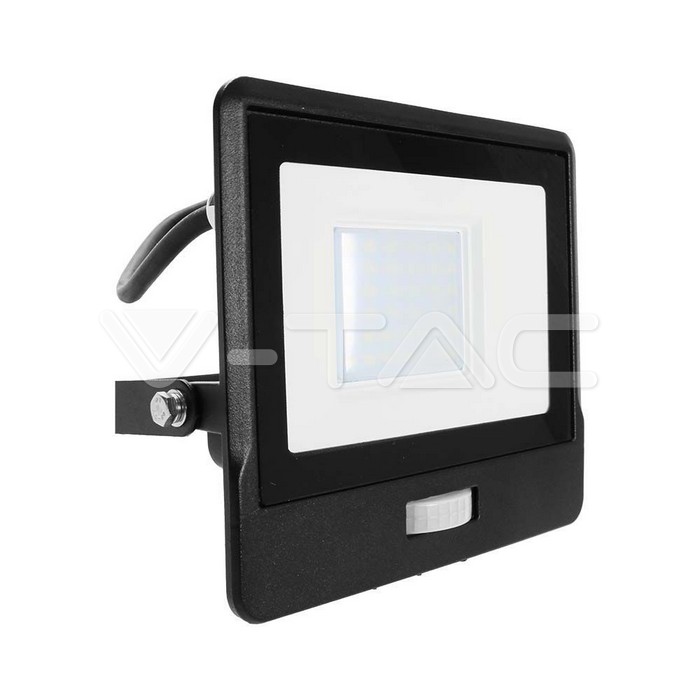 30W LED PIR Sensor Floodlight SAMSUNG CHIP Black Body 3000K 1M Cable