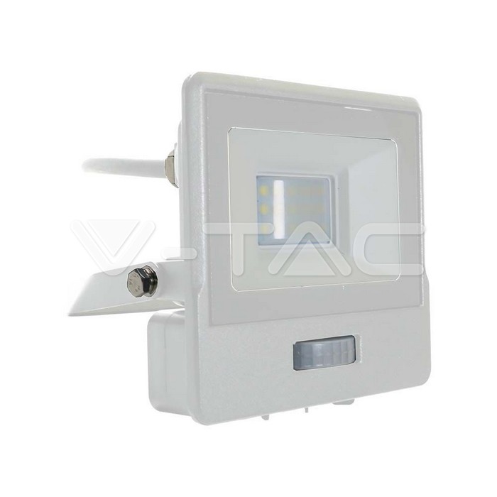 10W LED PIR Sensor Floodlight SAMSUNG CHIP White Body 3000K 1M Cable