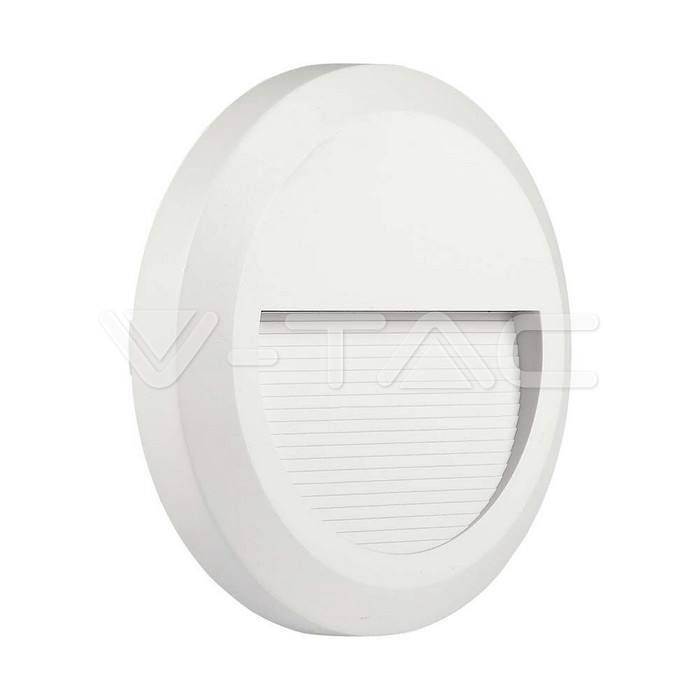 2W LED Step Light White Body Round 3000K