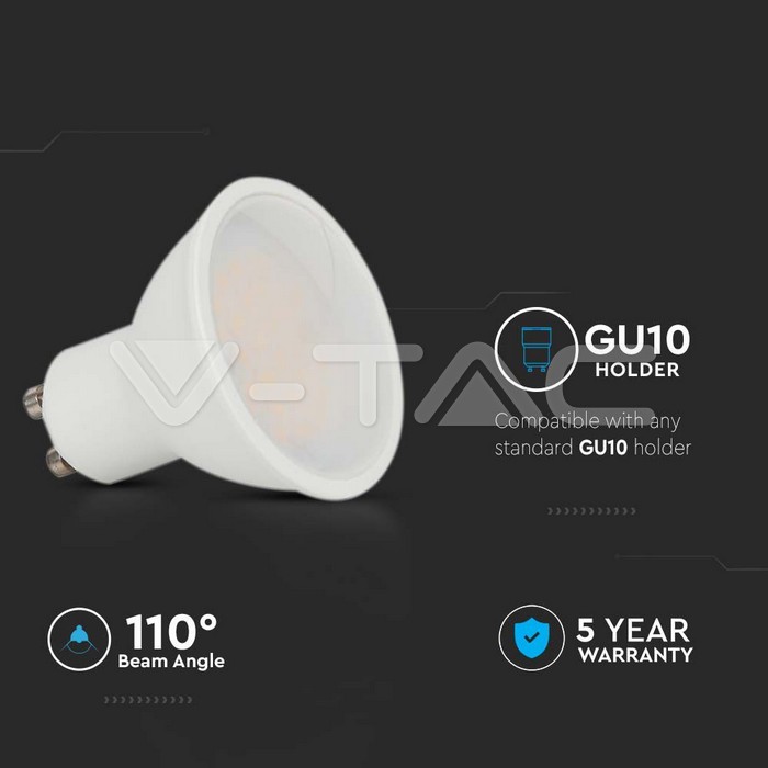 LED faretti SAMSUNG CHIP GU10 4.5W Smooth Plastic 110°D 3000K img 3