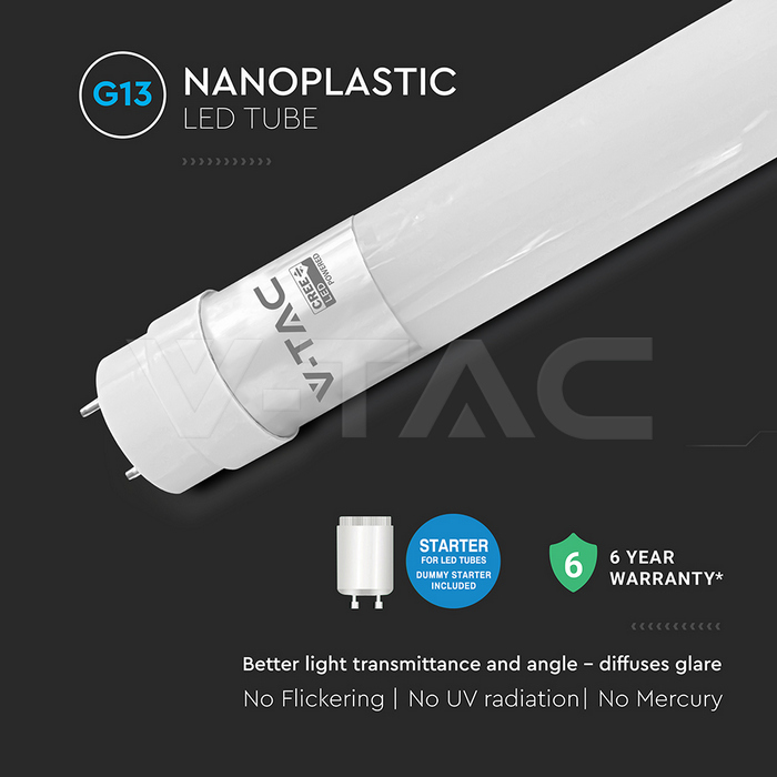 LED Tube CREE CHIP - 120cm 18W G13 Nano Plastic 6500K img 2