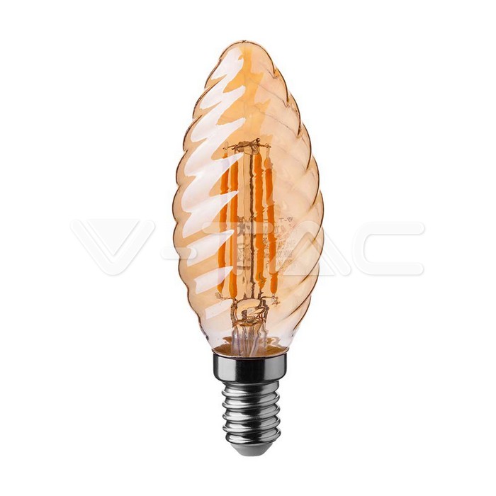 4W Filament E14 Amber Cover Candle Twist 2200K