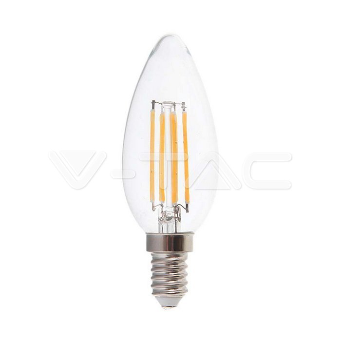 LED - 6W Filament E14 Clear Cover Candle 3000K