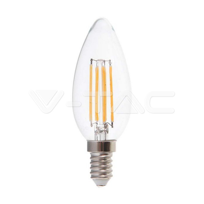 LED - 6W Filament E14 Clear Cover Candle 6400K