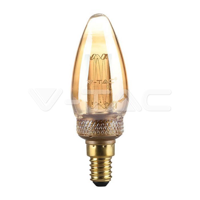 LED - 2W Filament E14 Amber Art Candle 4000K