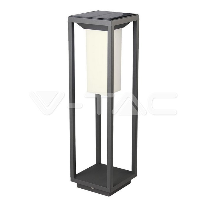2W LED Solar Bollard Light SAMSUNG CHIP Grey Body 3000K