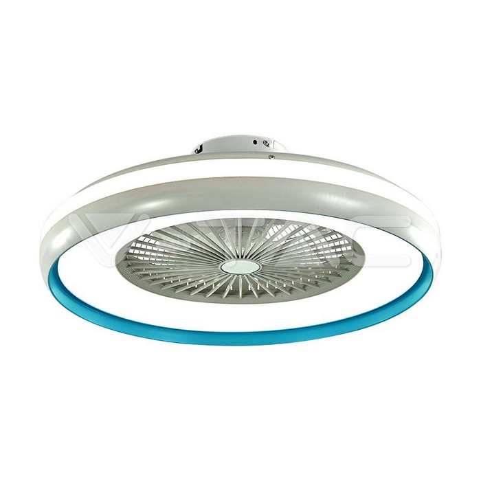 Ventilatore LED da Soffitto a Scatola con Motore a Corrente Alternata da 45W e Telecomando 3in1 Colore Grigio e Blu
