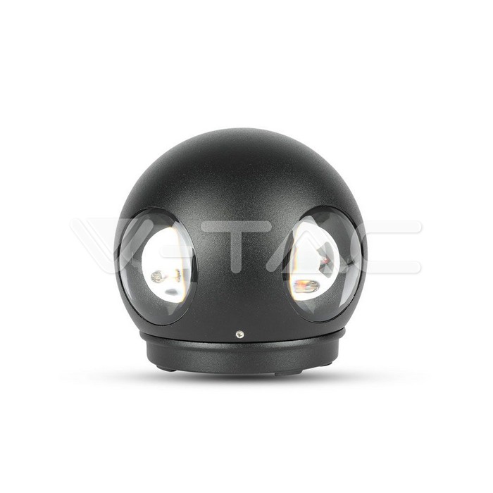 4W LED Wall Light Black Body Round 3000K IP65