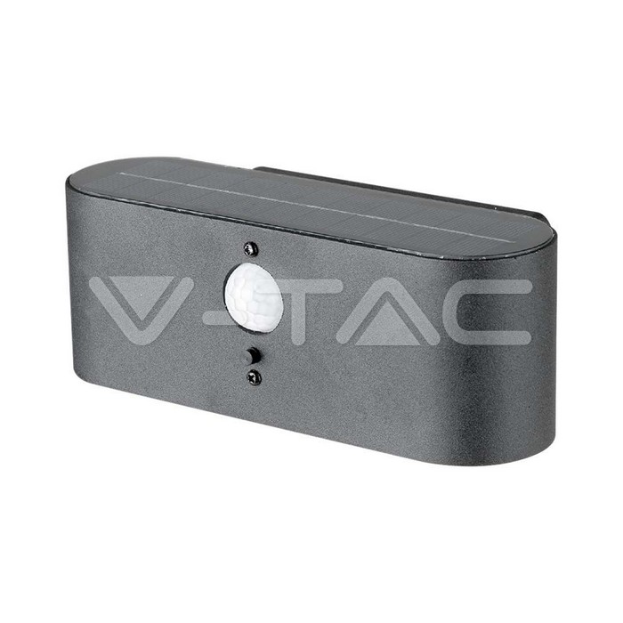 Lampada LED da Muro 2.5W Con Pannello Solare e Sensore PIR Colore Nero 3000K IP54