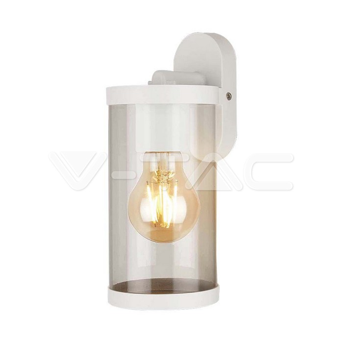 Lampada LED da Giardino Cilindrica con Portalampada E27 con Corpo Bianco Copertura Trasparente