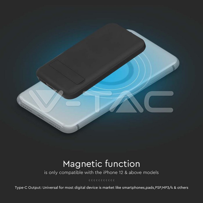 Power Bank 10000 mAh MagSafe Ultra Sottile Magnetico con Ricarica Wireless Colore Nero img 9