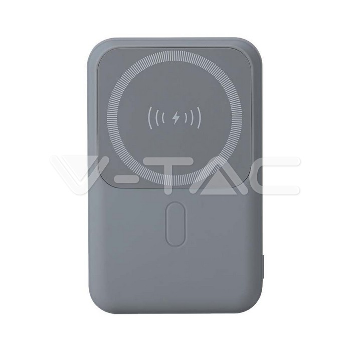  Power Bank 10000 mAh MagSafe Ultra Sottile Magnetico con Ricarica Wireless Colore Grigio img 2