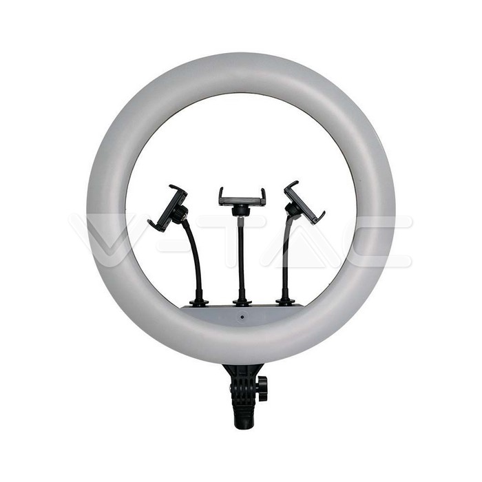 Lampada ad Anello 55W 45cm per Selfie e Riprese Video con Treppiede Regolabile 160cm incluso Telecomando e 3 Supporti per Telefono CCT Variabile 3200K-5500K