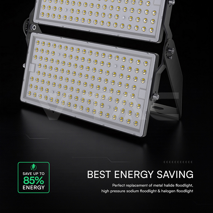 500W LED Floodlight CREE CHIP Black Body Grey Glass 4000K 135LM/W img 3