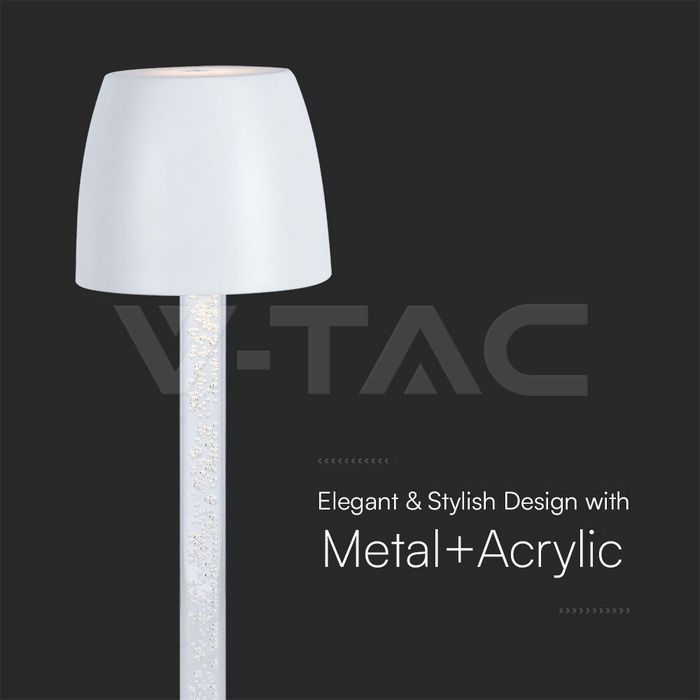 3W LED Table Lamp - Transparent Pole 3000K White Body img 1