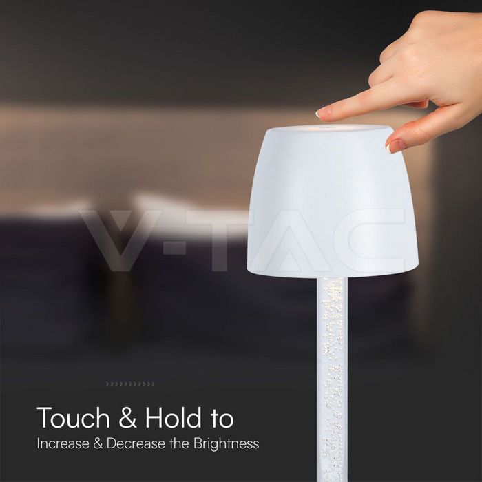 3W LED Table Lamp - Transparent Pole 3000K White Body img 2