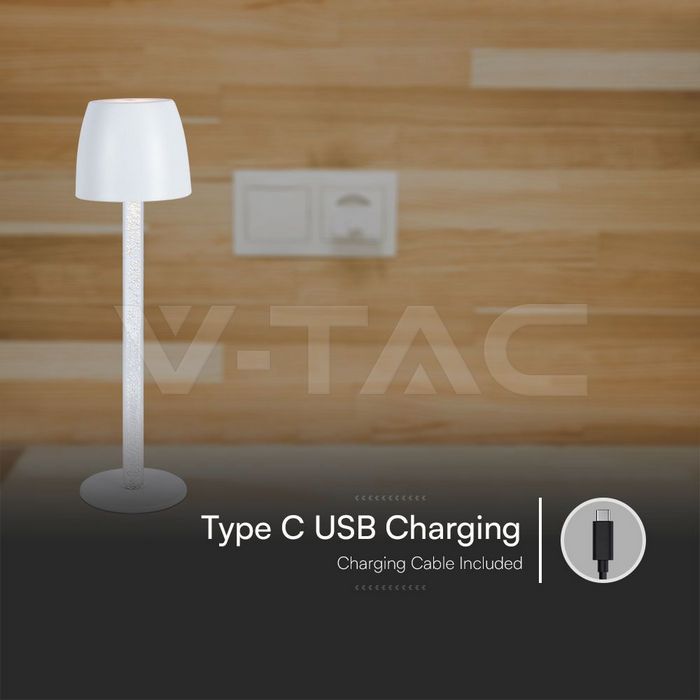 3W LED Table Lamp - Transparent Pole 3000K White Body img 3