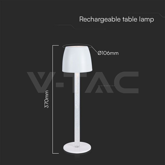 3W LED Table Lamp - Transparent Pole 3000K White Body img 4