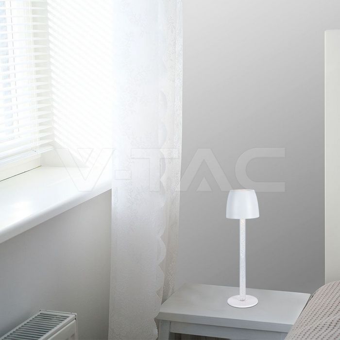3W LED Table Lamp - Transparent Pole 3000K White Body img 6