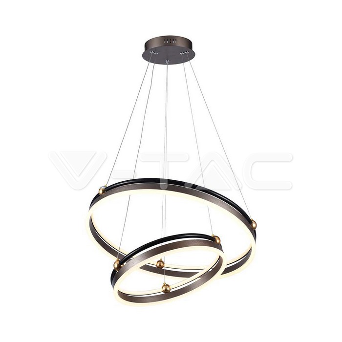 50W LED Designer Hanging Lamp Double Ring 3000K Coffee Body