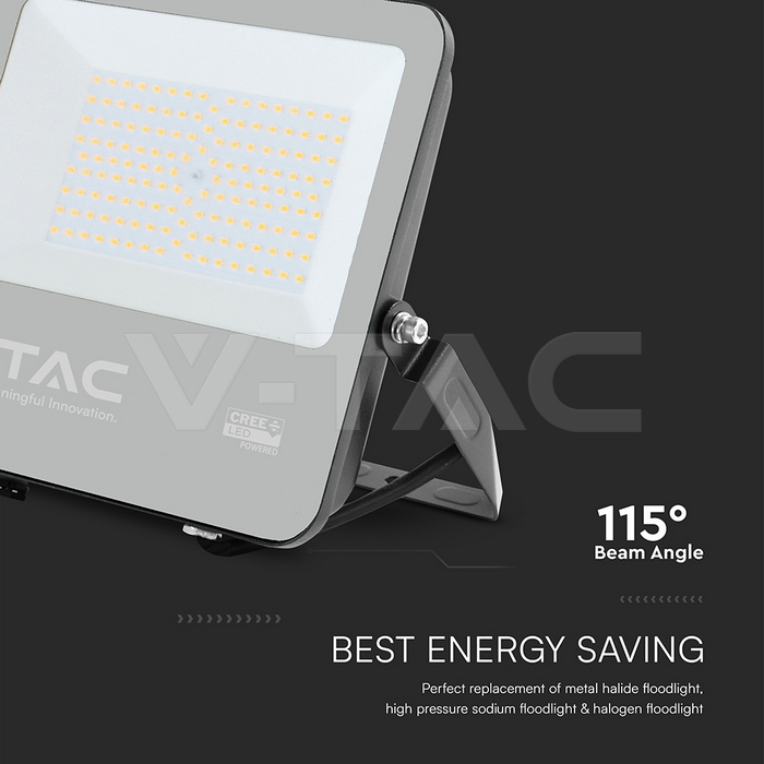 100W LED Floodlight CREE CHIP Black Body Grey Glass 3000K 135LM/W img 3