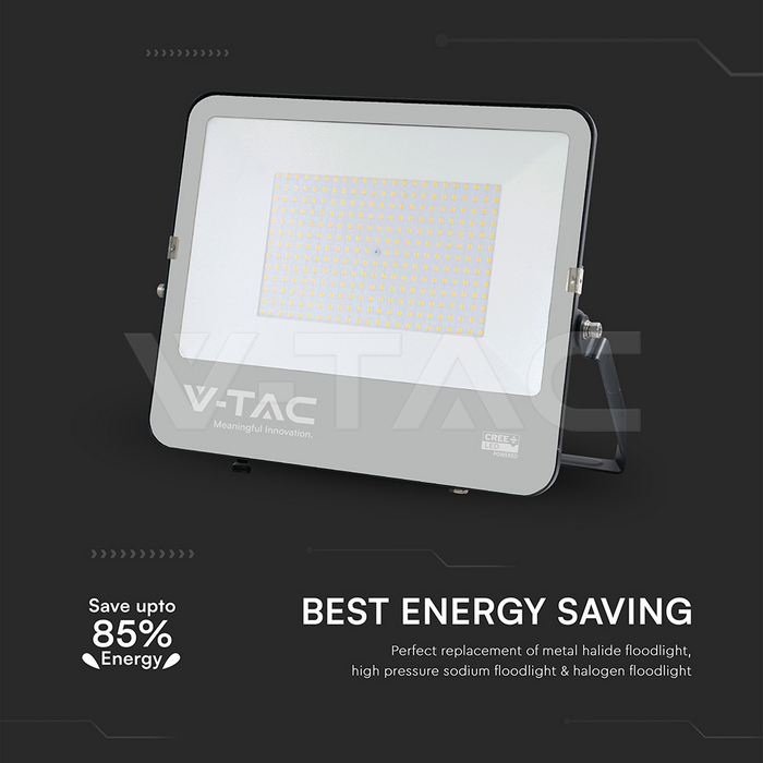 200W LED Floodlight CREE CHIP Black Body Grey Glass 6500K 135LM/W img 3