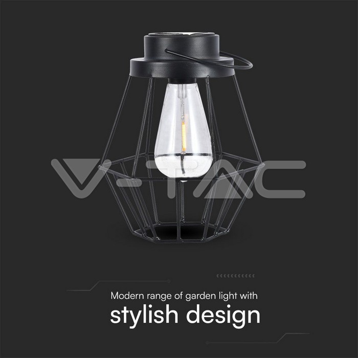 LED Solar Lamp with Handle Black img 1