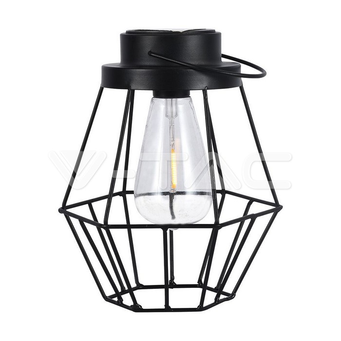LED Solar Lamp with Handle Black
