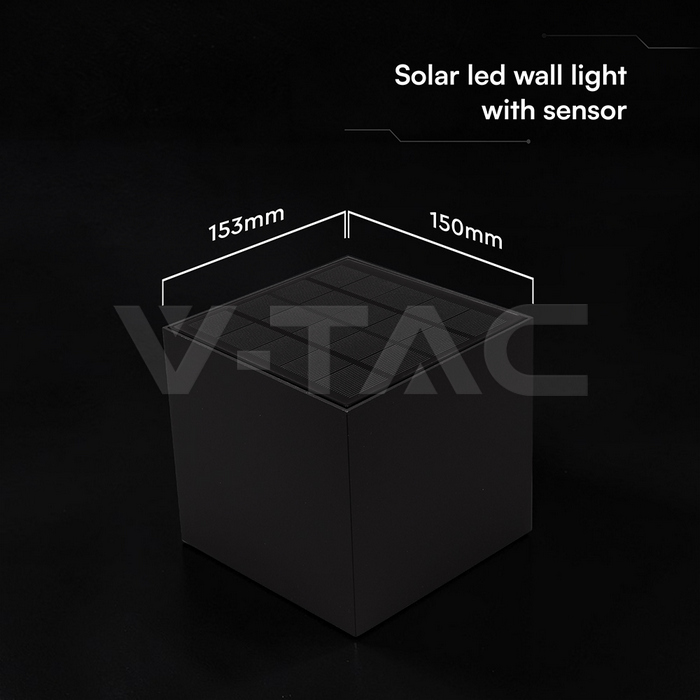 3W LED Solar Wall Light 3in1 Black Body IP65 Charging Type C PIR Sensor img 12