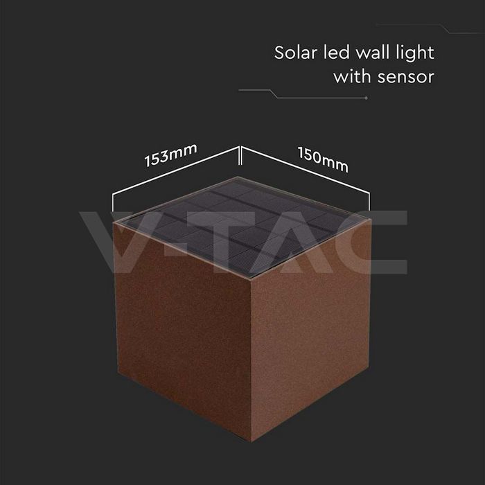 9W LED Solar Wall Light 3in1 Corten Body IP65 img 9