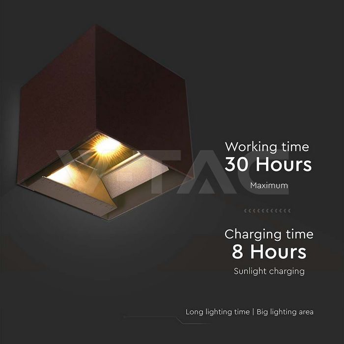 9W LED Solar Wall Light 3in1 Corten Body IP65 img 7