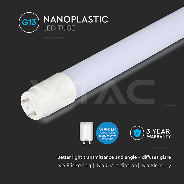 LED Tube T8 7.5W - 60 cm Nano Plastic 4000K img 2