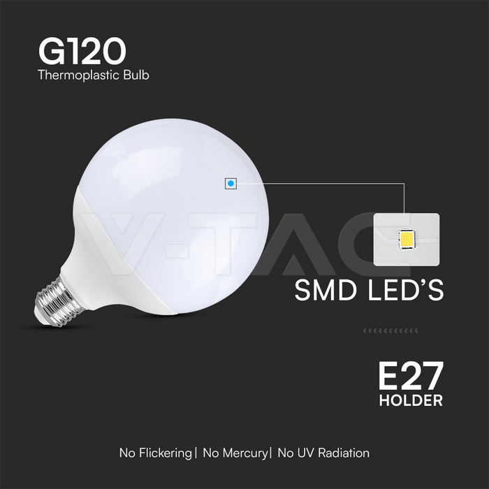 LED Bulb - 22W AG120 ?27 Plastic 4000K img 1