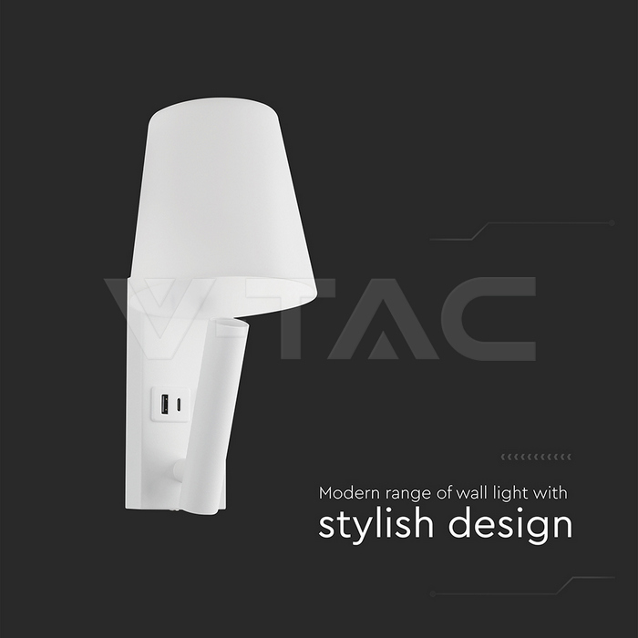 8W LED Bedside Light CREE CHIP Aluminum+PC + Iron White Body IP20 3000K img 1