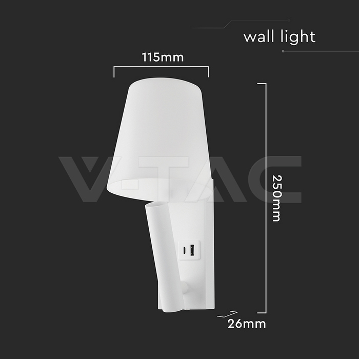 8W LED Bedside Light CREE CHIP Aluminum+PC + Iron White Body IP20 3000K img 6