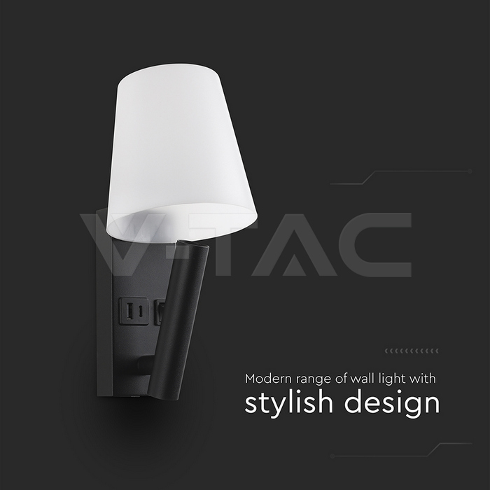 8W LED Bedside Light CREE CHIP Aluminum+PC + Iron Black Body IP20 3000K img 1