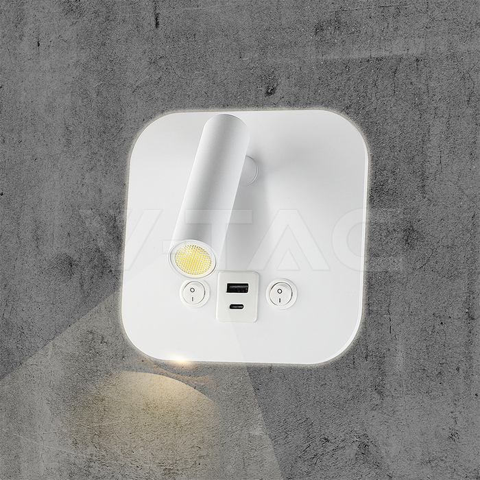 8W LED Bedside Light CREE CHIP Aluminum+PC White Body IP20 3000K img 9