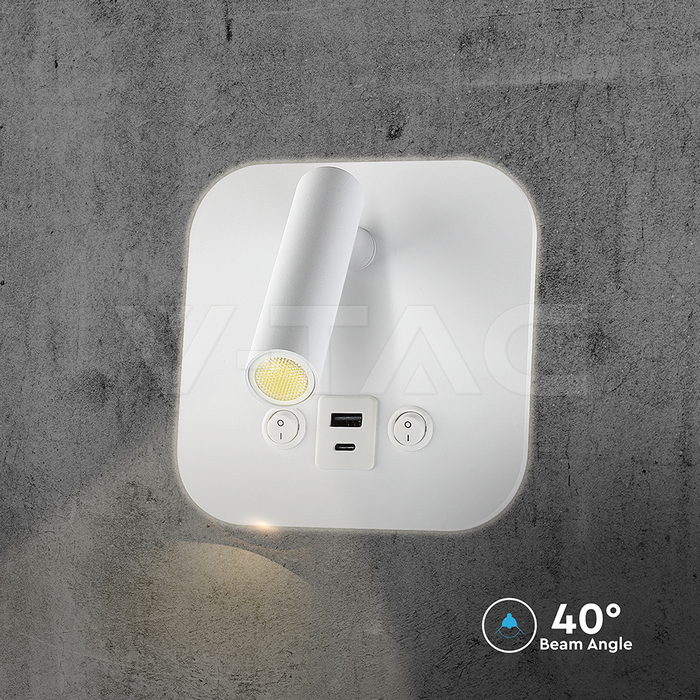 8W LED Bedside Light CREE CHIP Aluminum+PC White Body IP20 3000K img 4